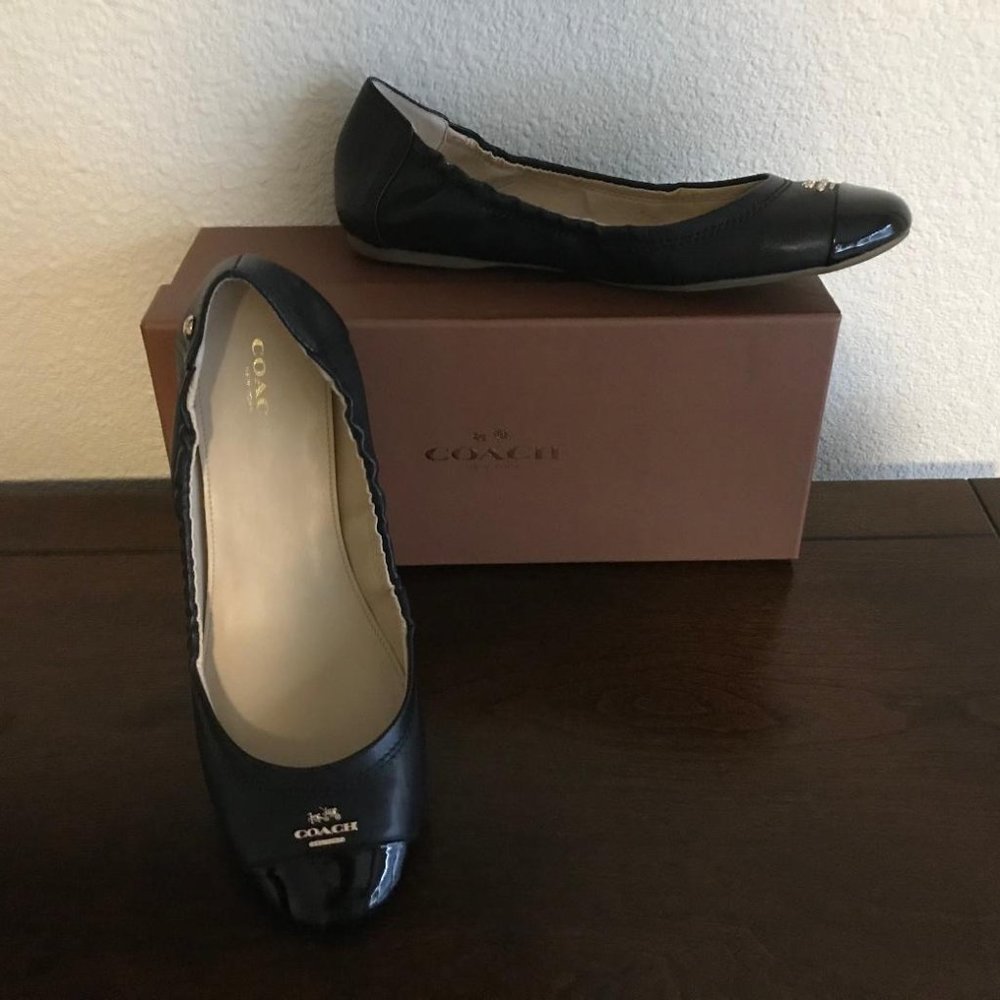 Coach Camilla Ballet Flats - Black Leather 7.5M